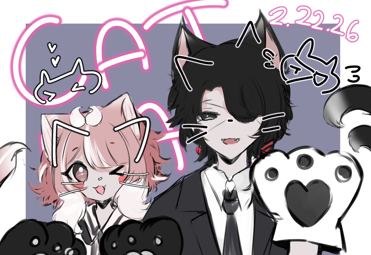 happy cat day!!

quick sketch featuring my two cat ocs ;w; <3