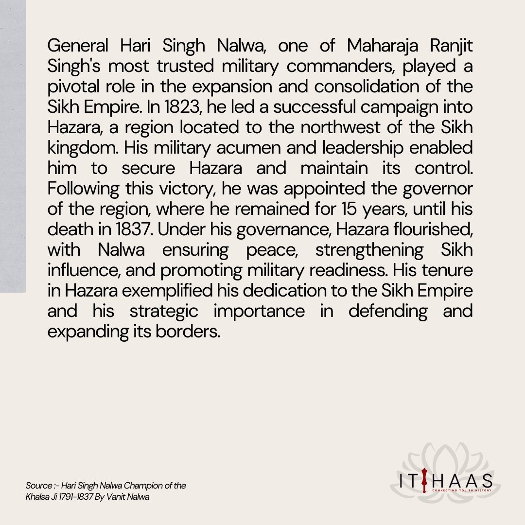 itihaas_th's tweet photo. 22nd February, 1921
" TODAY IN SIKH HISTORY "
General Hari Singh Nalwa Conquest the Hazara
#TodayInHistory #India #Punjab #History #Sikhs #MaharajaRanjitSingh #MaharaniJinda #Kohinoor #War #AngloSikhWar #AngloSikh #BritishForces #HariSinghNalwa #Hazara https://t.co/1JUFVTgQ9Y