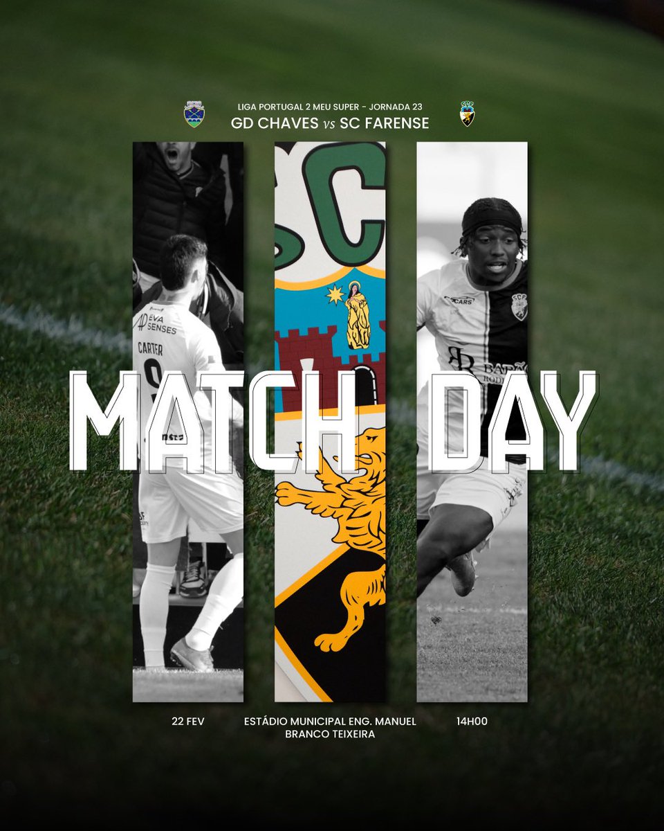 SCFarense_'s tweet photo. Match Day - Jornada 23 🔜
⚽️ GD Chaves x SC Farense
ℹ️ 14h00
🏟️ Estádio Mun. Eng. Manuel Branco Teixeira
#SóOsDurosVencem #LigaPortugal2MeuSuper #GDCSCF https://t.co/5CxQTZ3L0D