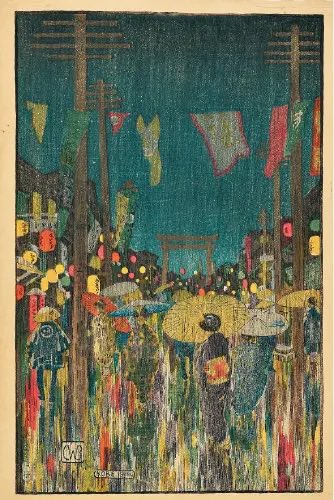 Venusorrow's tweet photo. 三菱一号館美術館「トワイライ���、新版画 ―小林清親から川瀬巴水まで」���今年上半期で1番の展示会かも
前半の小林清親(特に「川崎月海」、「御厩橋之図」)の藍色に圧巻していたため、後のバートレット「牛臥」「神戸」で彼の水彩画家のキャリアを活かした青と光彩の新版画の眩しさがより感ぜられた https://t.co/hlAFKNXIZU