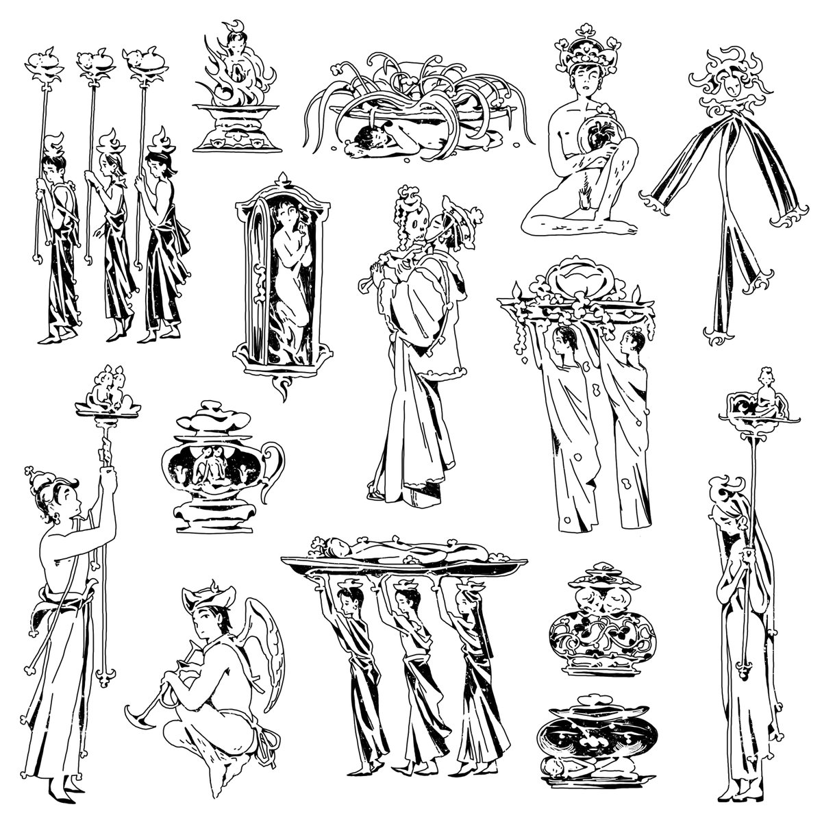 Tattoo Flash Sheet: Funerary