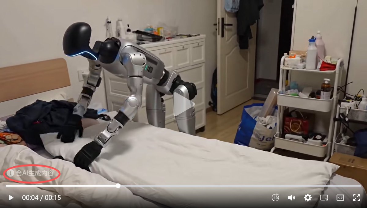 XRoboHub's tweet photo. AI-generated fakes are flooding X, making it nearly impossible to tell real engineering from digital junk. 

This video originally had an AI-generated disclaimer, but some are posting it without any mention of that, even vaguely claiming it's "totally in charge." https://t.co/8vBRszTQ0v
