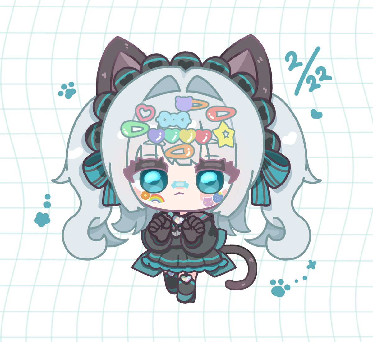 猫の日 #イラスト 🩵ྀི🐈‍⬛🖤ྀི🎀 今日で『魔法なんてなかった』投稿