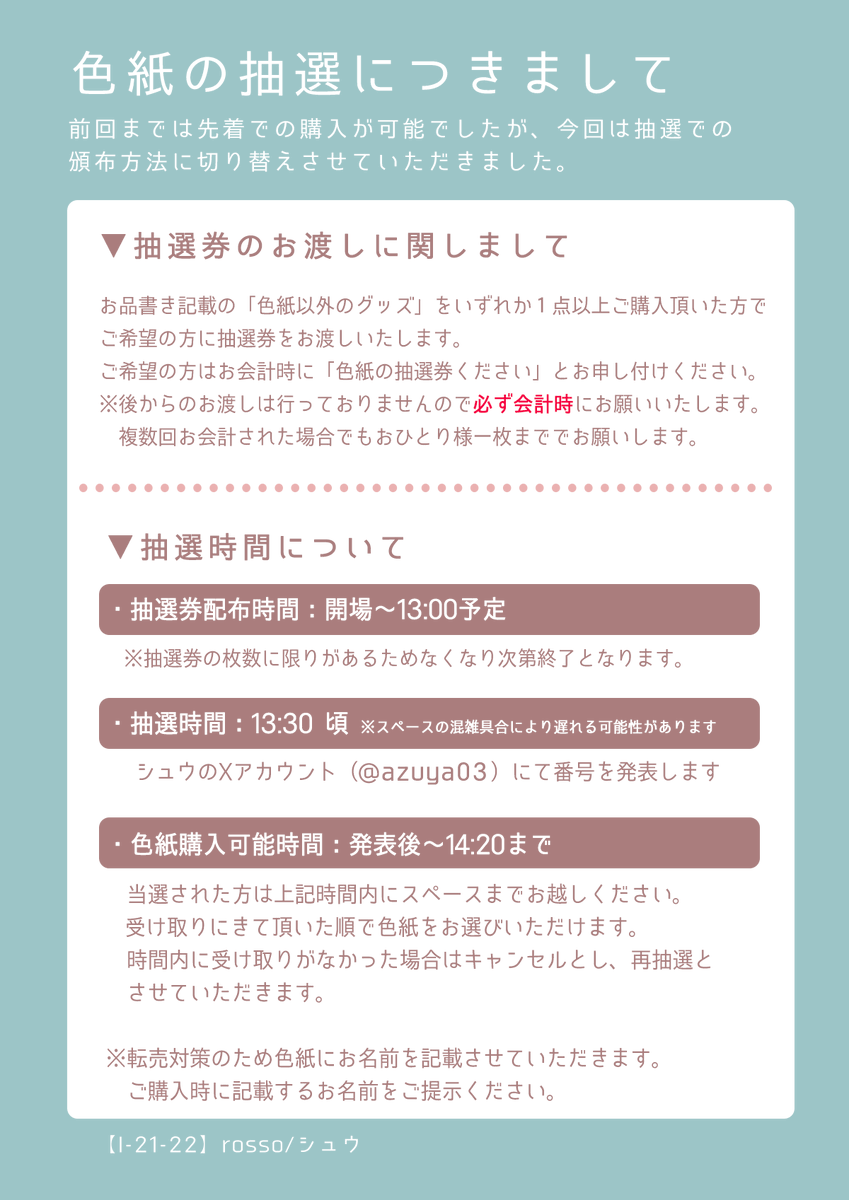 VGGCC当日に関してお品書きに記載できていなかった内容と、手描きミニ