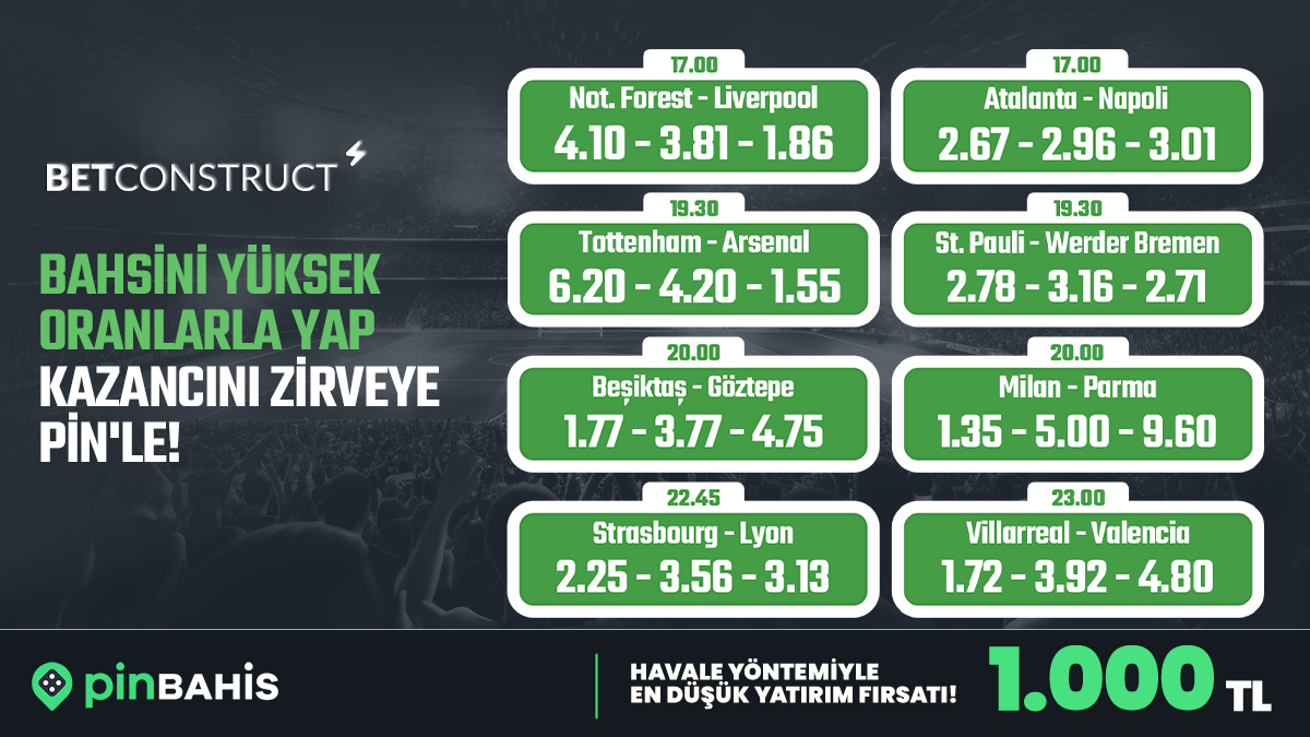 PinOfficialTr's tweet image. 📈 BU HAFTA PAZAR MAÇLARINDA DA PİNBAHİS'İN ORANLARI ZİRVEDE!

💸 En yüksek oranlarla büyük kazanç fırsatlarını yakalamak için hemen bahsini yap t2m.io/smkyt

🗓 22.02.2026
