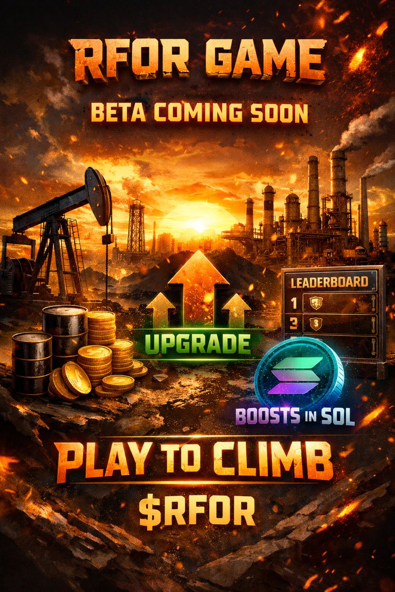 Obelix26's tweet image. Something is coming.
🛢️Oil production.
 🪙  Upgrades in $RFOR.
💲  Boosts in SOL.
🏆Leaderboard competition.

BETA approaching.

The climb starts soon. 🪜
$RFOR
#RFOR #SolanaGems #SolanaCrypto