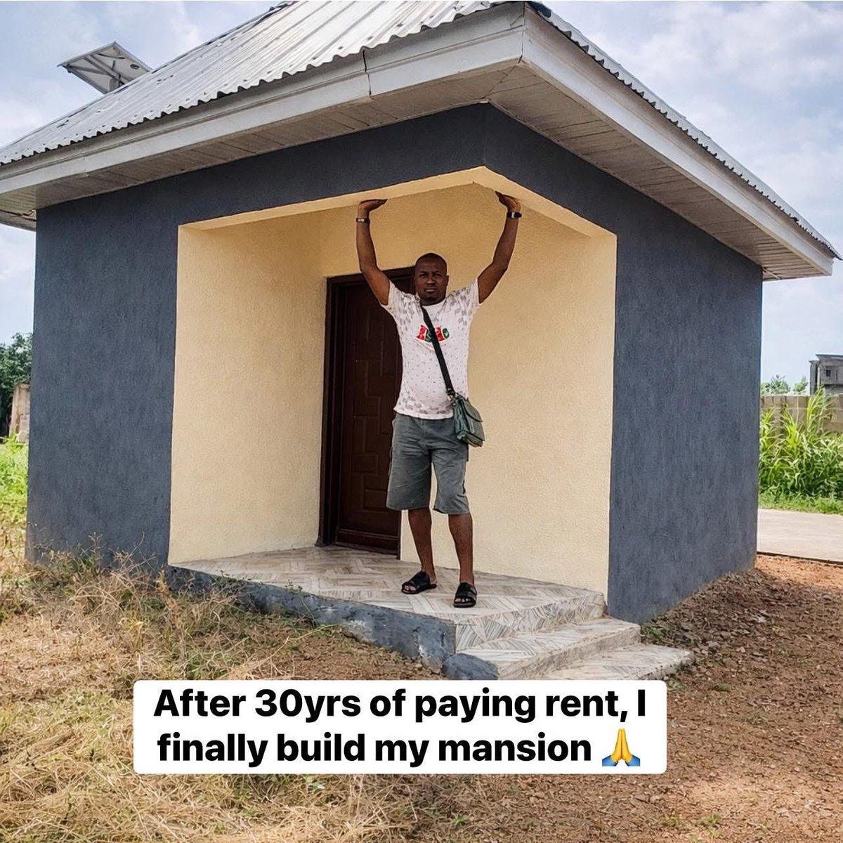 A young gentleman built a mansion after so many years of paying rent