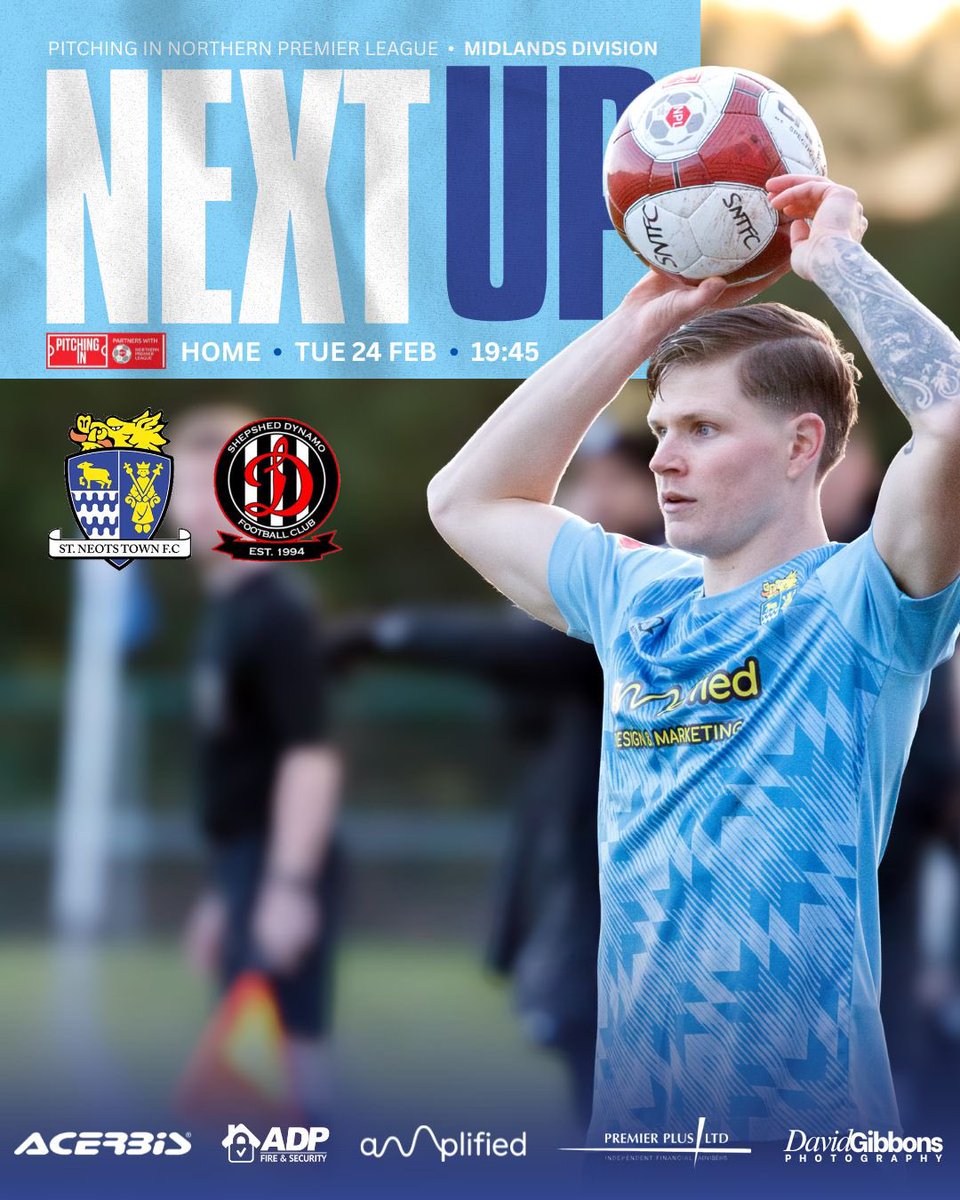 StNeotsTownFC's tweet photo. Absolutely massive game coming up on Tuesday evening when we entertain @ShepshedDynamo
Make sure you are there to cheer on the lads, hopefully to three valuable points ๐๐๐๐
#wearesaints๐
#initogether https://t.co/ZgDt59hgph