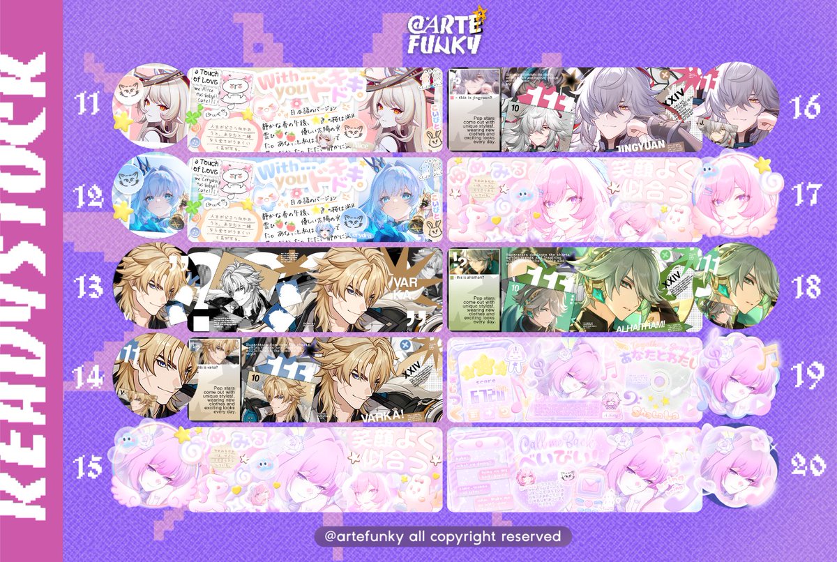 artefunky's tweet image. a retweet will be appreciated!

hai~ gwen ada 40 layout 2d clearance sale buy 2 get 1 dibawah ini! price 10k/ea ( qris only ), no re-text/re-color, get 1 ava+icon*+header, happy shopping! 💓🌟

— #zonauang #zonajajan