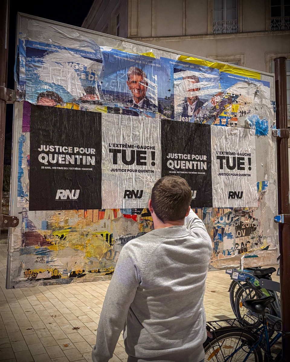 Présent sur le terrain ce vendredi soir afin de rendre hommage à Quentin, patriote de 23 ans tué par l'extrême gauche.

#JusticePourQuentin