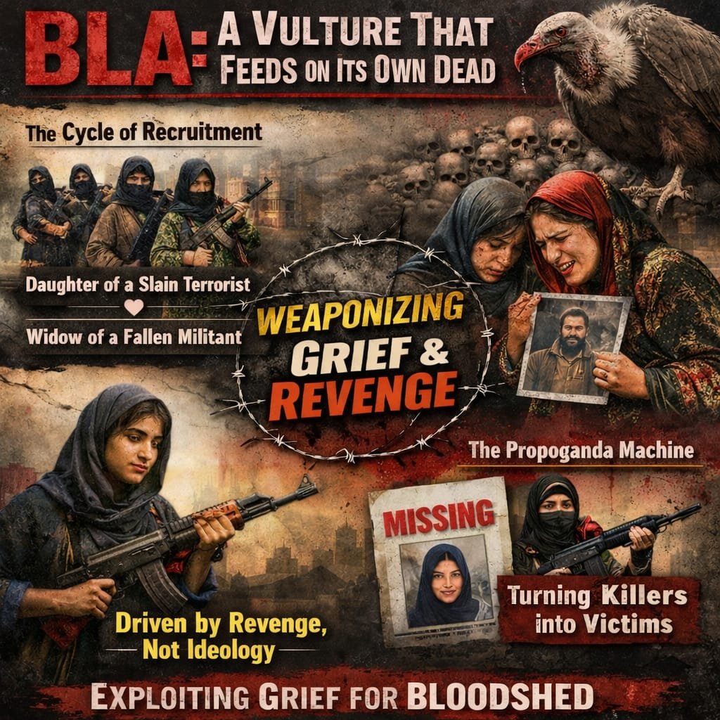 qayum79020's tweet photo. The rise of female BLA militants reflects revenge-based recruitment, exploiting grief of family members of slain fighters. Propaganda masks this predatory cycle by portraying them as victims turned inspirations.
#BalochistanReality
#PeaceInBalochistan
#AgainstPropaganda https://t.co/iY4ySASVlt