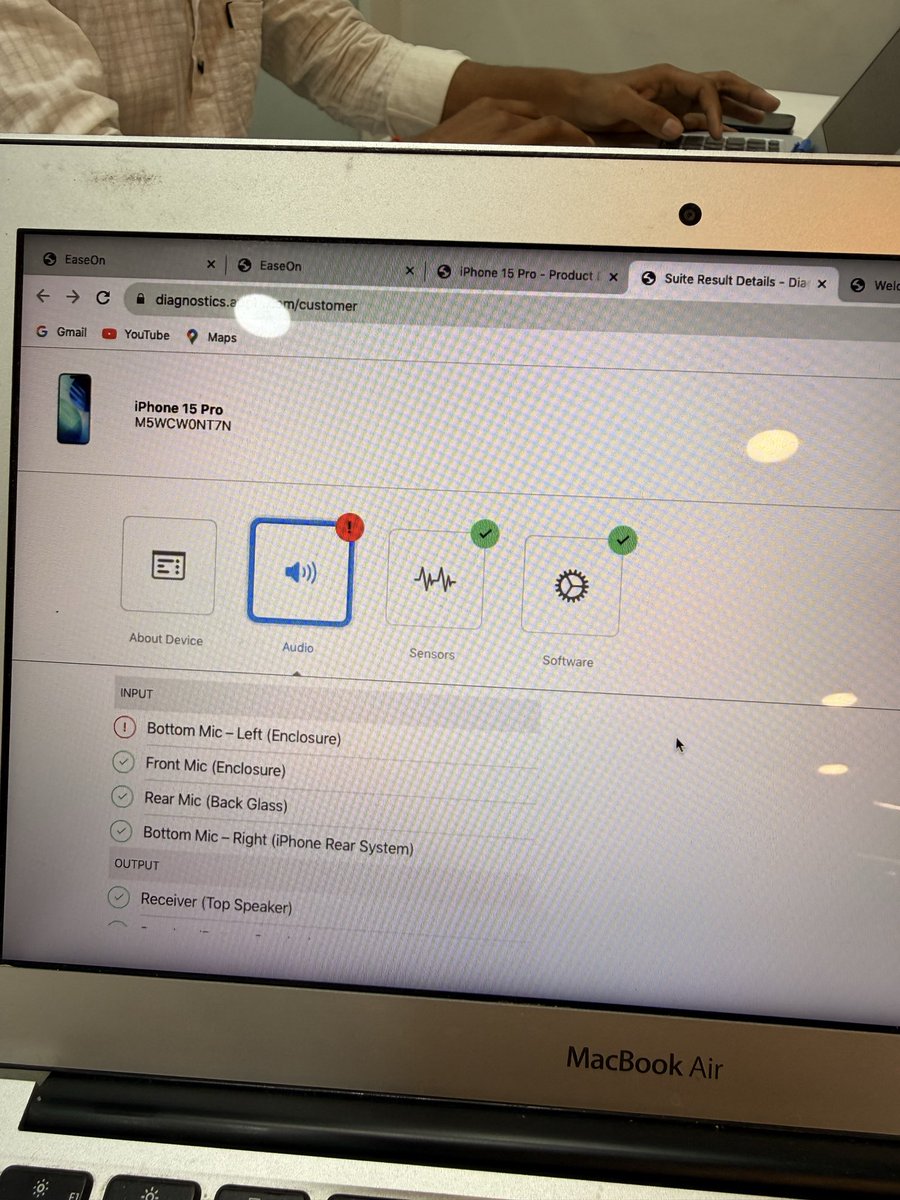 Deepanshu1207's tweet photo. @Apple @UnicornAPR @tim_cook: Weird/disturbing sound was coming from my iphone. Went to Unicorn Apple Authorised Service Center in CyberHub. They diagnosed and found issue but they are denying to replace the left speaker. Manager Pankaj and staff Kunal denied.Attaching screenshot https://t.co/iOHX23Ehlt