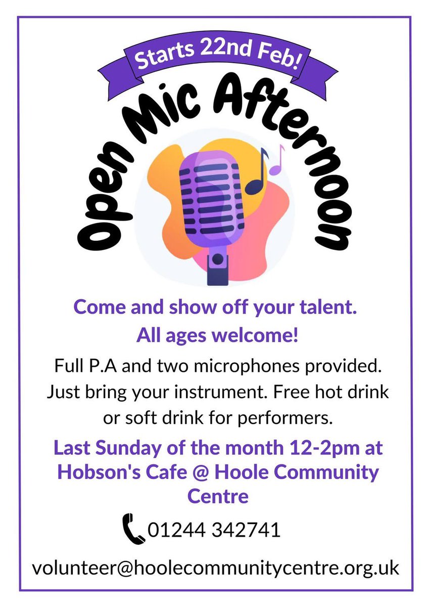 Idreamofpiepics's tweet image. Today 12:00 noon till 2:00pm #openmic returns to @HooleComCen #hoole #chester #music #community @ShitChester