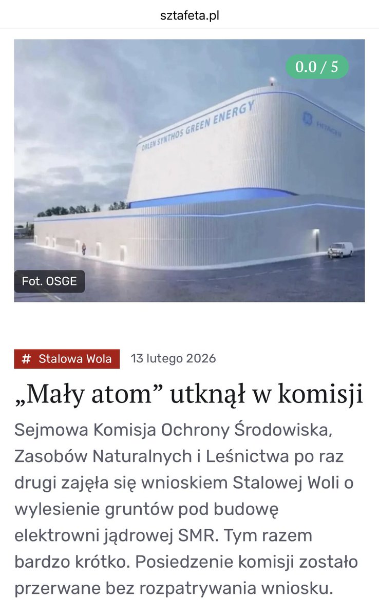 Dlaczego parlamentarzyści Koalicji 13 grudnia uporczywie blokują budowę w Stalowej Woli małego reaktora modułowego (SMR) i rozbudowę lokalnej strefy przemysłowej? 🧐