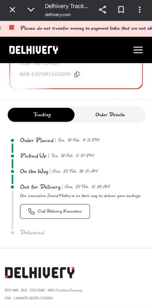 beanjelly849's tweet photo. @help_delhivery

AWB: 3074911650390

Delivery executive not responding while shipment is marked out for delivery.

Customer is waiting. This kind of negligence affects small businesses badly.

Immediate intervention required.

#DeliveryFailure @delhivery #Delhivery @AnjaniService https://t.co/p3ok9H7Msf