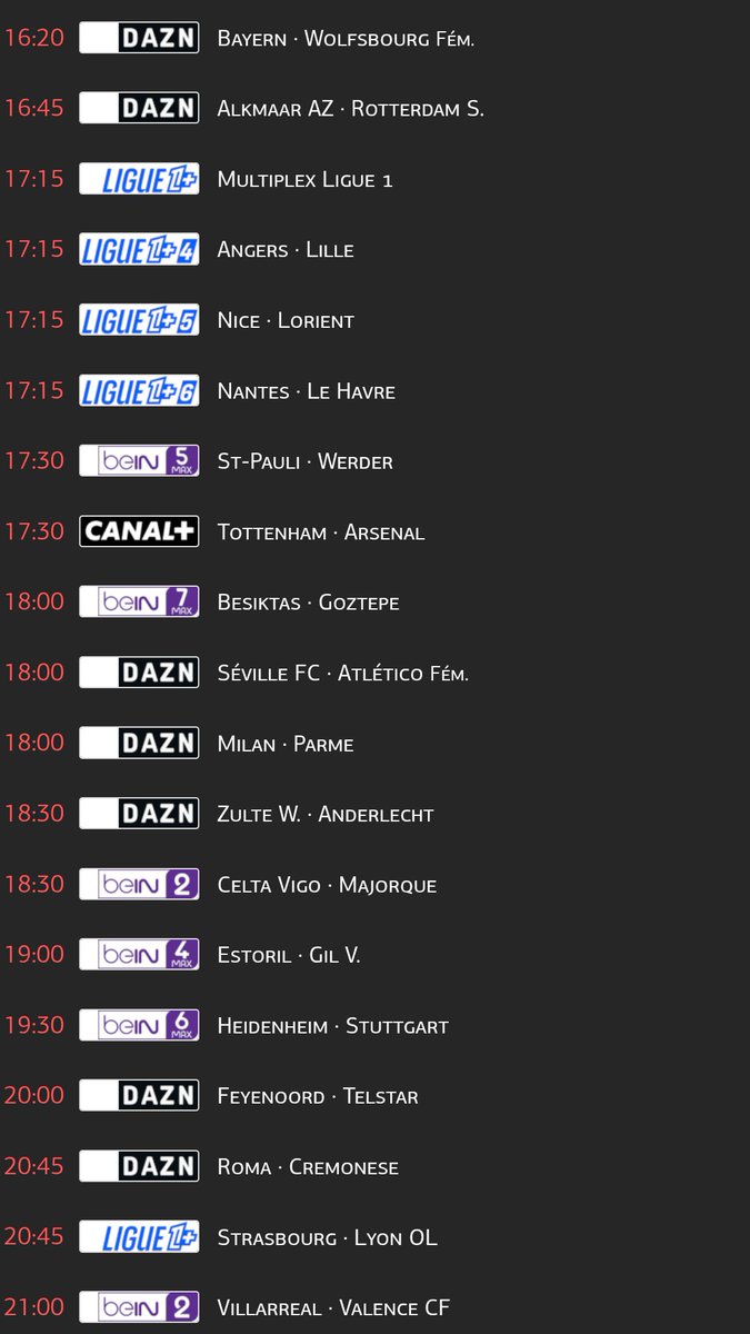 TrisInfoFoot's tweet photo. Le programme foot de ce Dimanche 22 février: #SerieA #GENTOR #Championship #2Bundesliga #ProLeague #LaLiga #GETFCS #PremierLeague #NOTLIV #CPAWOL #SUNFUL #Ligue1McDonalds #AJASRFC #ATANAP #FCBLUD #SCOLOSC #OGCNFCL #FCNHAC #TOTARS #ACMPAR #Eredivisie #RCSAOL #LigaPortugal https://t.co/kVysBA2eVc