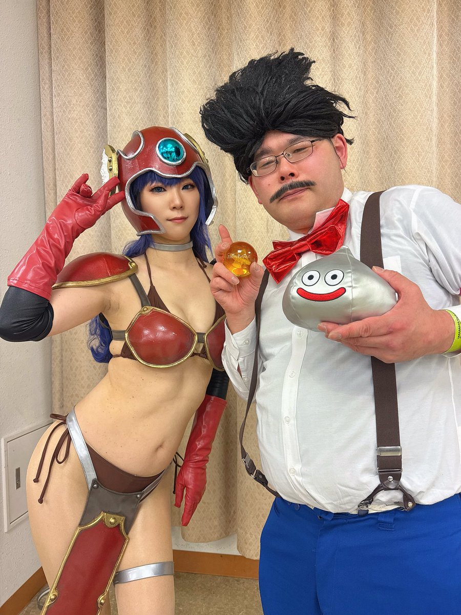 #コスホリ43
#ドラゴンクエスト
Ⅲ女戦士
杉山あづみさん<a href="/adumi_s/">杉山あづみ</a> 
Ⅴ天空人プサン
自分

掴もうぜ!ドラゴンオーブ🟡
ドラクエキャラで参加と知り、プサンに決めました。
髭は見つかりました。
今回のコスホリではドラクエレイヤーは恐らく2人だけだね😃