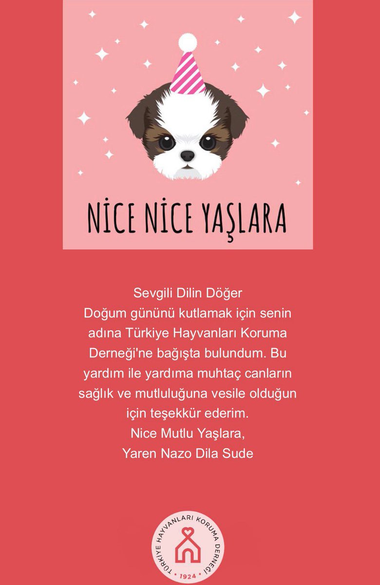 <a href="/kadin_dv/">KadınDayanışmaVakfı</a> <a href="/DilinDoger/">Dilîn Döğer</a> Yardıma muhtaç canlılara destek olmak adına Türkiye Hayvanları Koruma Derneği'ne bağışta bulunduk.🎈