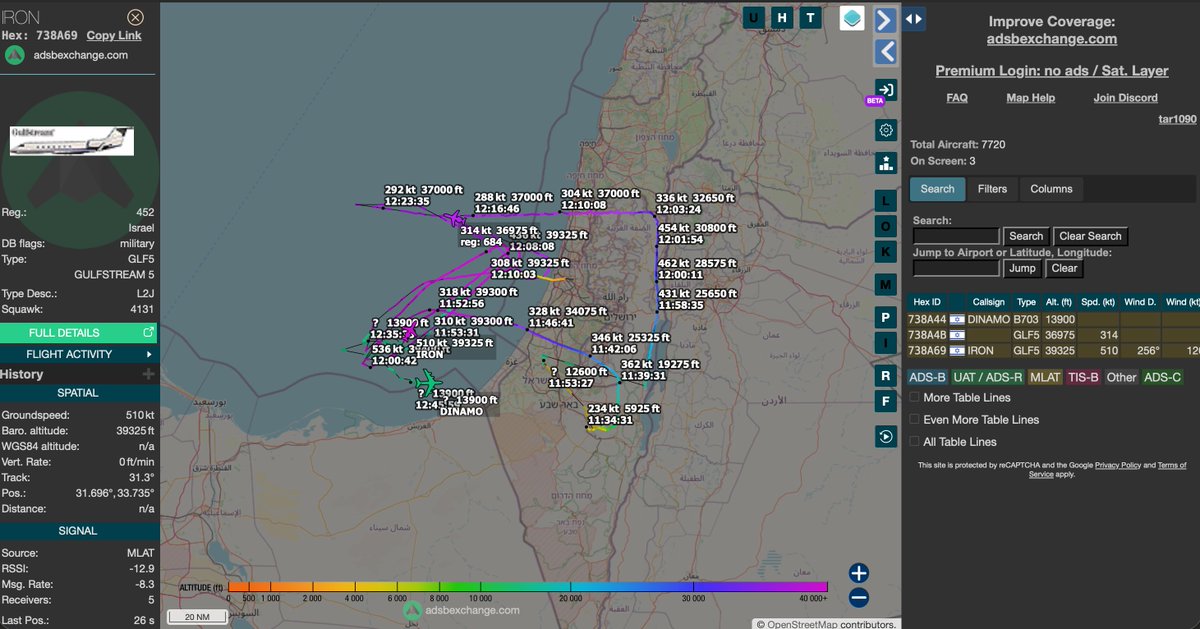 hey_itsmyturn's tweet image. #IAF 🇮🇱 activity:
1x Tanker (264 | 738A44 | CS DINAMO) 
1x Shavit (#ELINT #SIGINT) (738A4B | 684) 
1x Oron (Advanced #ELINT platform) (738A69 | 452 | CS IRON)