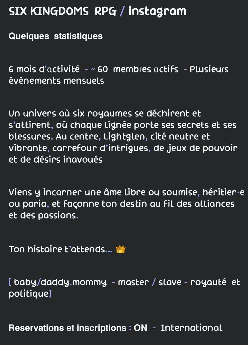CHERCHE RPG || The six kingdoms || tweet media