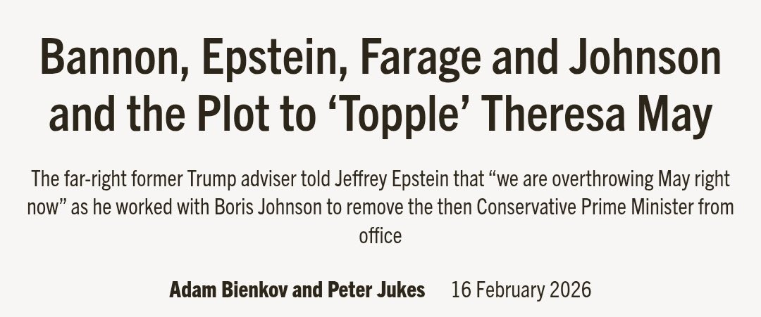 Colour me shocked

Boris Johnson not asked by <a href="/bbclaurak/">Laura Kuenssberg</a> about Epstein files revelation that he conspired with Steve Bannon to topple Theresa May

Just weeks after blatent attempts to rehabilitate Mandleson, this disgraced grifter treated as an expert on geopolitics.

#bbclaurak