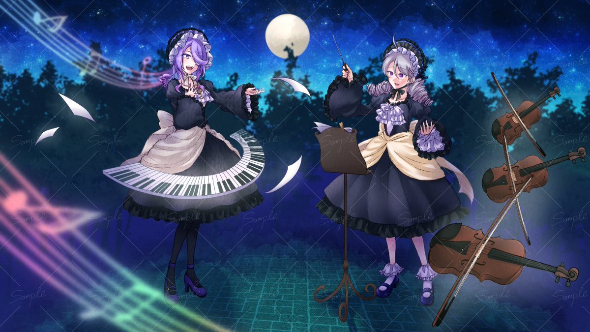ツクヲサキ様 @tsukuo_3 とのコラボ『月夜に満ちる夢想曲』を公開中
