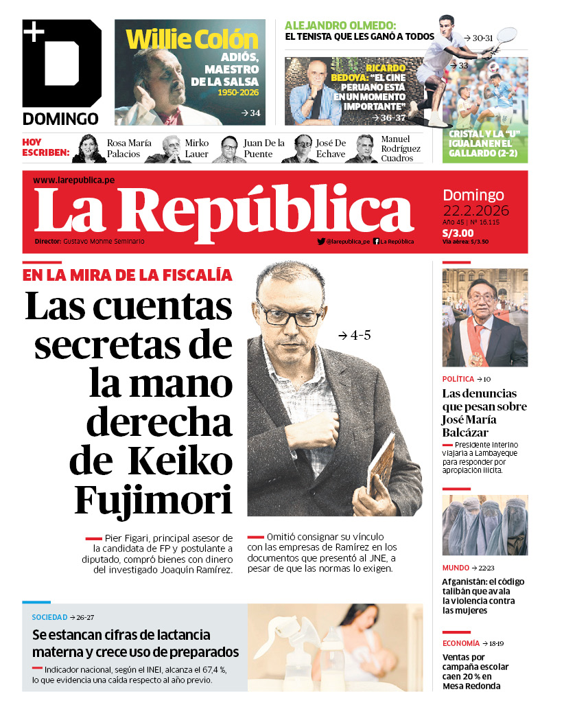 larepublica_pe's tweet photo. 🗞 ¡Buenos días! 👋 Esta es nuestra portada de hoy, domingo 22 de febrero de 2026 📰

➡️ Recuerda que también puedes leer nuestra versión impresa aquí: https://t.co/a4pMEUTa03 https://t.co/q6tYFw9MzL