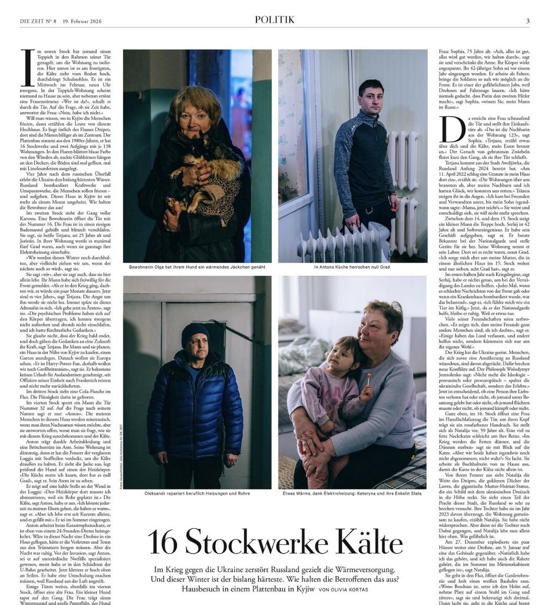 OliviaKortas's tweet photo. Ich habe zufällig eines der seit Wochen ungeheizten Wohnhäuser in Kyjiw gewählt und an allen 138 Türen geklingelt. Die Geschichten der Bewohner erzählen nicht nur von Kälte, sondern von vier und teils zwölf Jahren Krieg, von Kampf und Flucht, Verlustangst, und großer Hoffnung. https://t.co/a6enhaO94p
