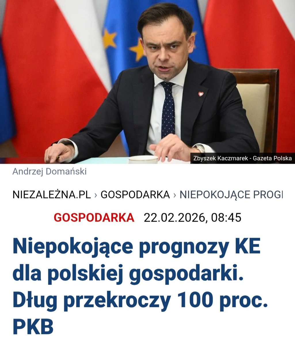 Czy po zaledwie kilku latach rządów nieudacznika i oszusta Tuska, 🇵🇱 Polsce grozi druga Grecja?
Owszem. Dług publiczny w grudniu 2023 roku, wynosił 1,3 bln zł, a obecnie - według danych za listopad 2025 - wynosi już prawie 2 bln zł. Przez dwa lata dług wzrósł o blisko 50 procent.