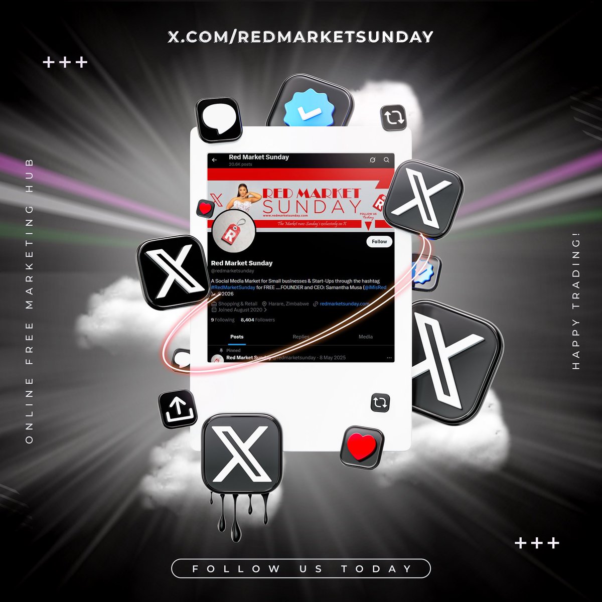 #redmarketsunday is NOW OFFICIALLY OPEN.
Show us what you are selling?