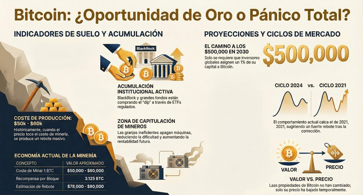 "Bitcoin a $500,000: por qué las ballenas están comprando tu pánico mientras los mineros capitulan." 🤑 #bitcoin