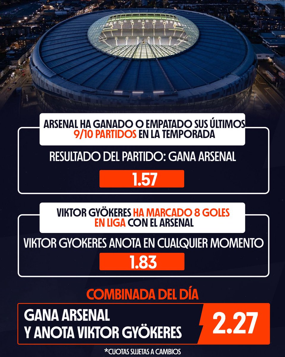 ¡EL DERBI DEL NORTE DE LONDRES!

Hoy a las 11:30 Hrs. Tottenham recibe a Arsenal en un duelo en el que se juegan mucho más que tres puntos.

¿Crees que los Spurs defiendan su casa o el Arsenal pintará Londres de rojo? 

Juega aquí 👉  ec.betano.com/cuotas-de-part…