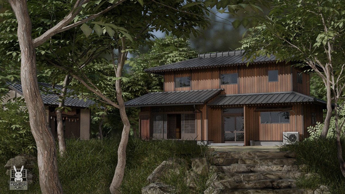 六平家の外観が完成しました✨
#カグラバチ　#kagurabachi #Blender #3DCG
※無断使用禁止（Not for use without permission）