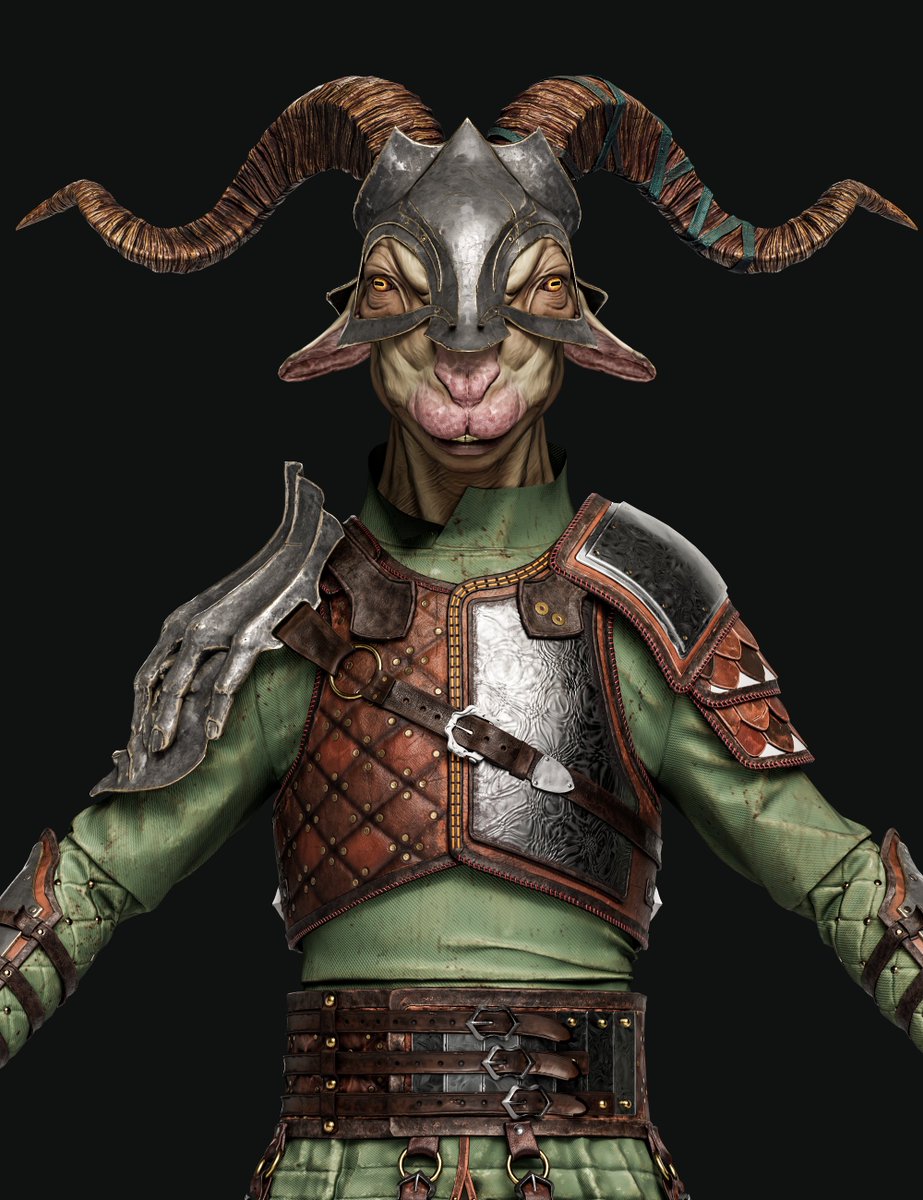 igortoncev's tweet photo. The Goat Knight model is progressing towards my initial vision. The addition of fur cards will enhance the overall design. https://t.co/mTCO65zWgH