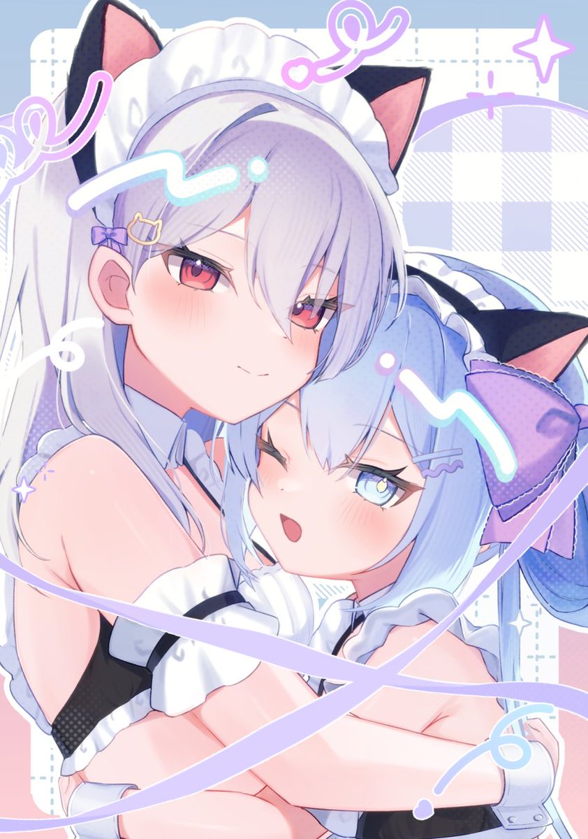 猫の日！！🐱🐈‍⬛
猫耳メイドのセツナと有栖💜🩵🪽 ̖́-