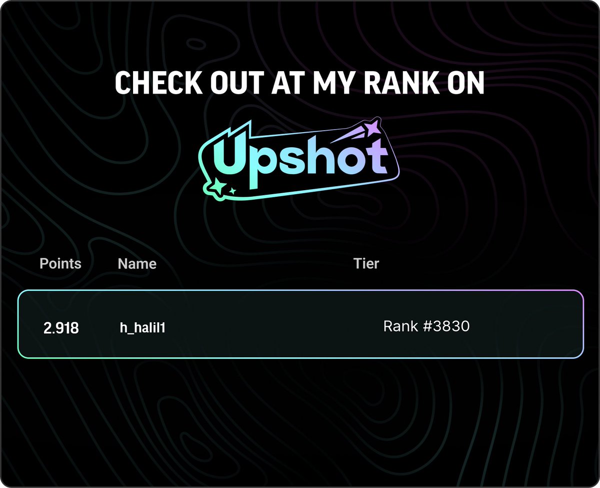 h_halil1's tweet photo. Just hit Rank #3830 on @upshot_cards after stacking 2.918 XP
Ready to claim my cash prizes for this season! 💰
Join me 👇
https://t.co/NtzfXiGNYS https://t.co/7cgtIyRxxl