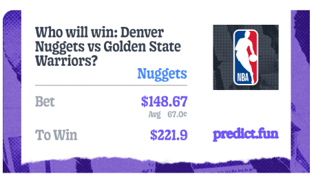 daisugemu's tweet photo. I just took a position on @predictdotfun.

Denver Nuggets vs Golden State Warriors

Denver Nuggets - WIN

 https://t.co/pBa1tZk2uM https://t.co/oZcBRua4Gt