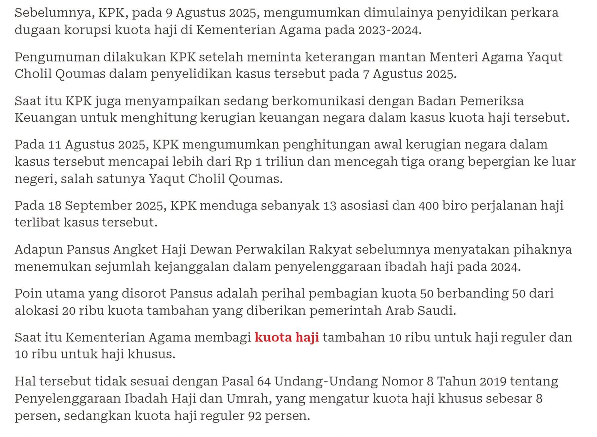 just in case kalian tidak tau kasus jual beli kuota haji kemenag yang menyeret yaqut

tempo.co/hukum/kasus-ju…