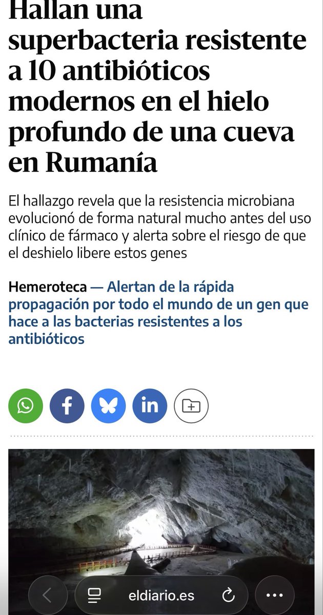 infeccHRUmalaga's tweet image. Si te dicen q un #NUEVO antibiótico NO TIENE RESISTENCIAS🆕💊…. no te lo creas! @FrontMicrobiol bacteria congelada hace 5000 años🥶…ya era R a 10 ATB📸. Los ATB provienen de la naturaleza y existen mecanismos en ella para combatirlos
 @FrontMicrobiol 🔗🆓frontiersin.org/journals/micro…