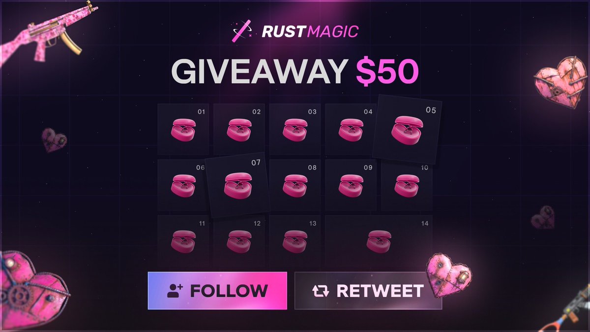 $50 giveaway 🎉 

To enter: 
✅ Follow Me &amp; <a href="/RustMagicCom/">RustMagic.com</a> 
✅ Like, Repost, &amp; Tag 2 friends 

*this is an advertisement 
 
🗓️ Ends in 1 week