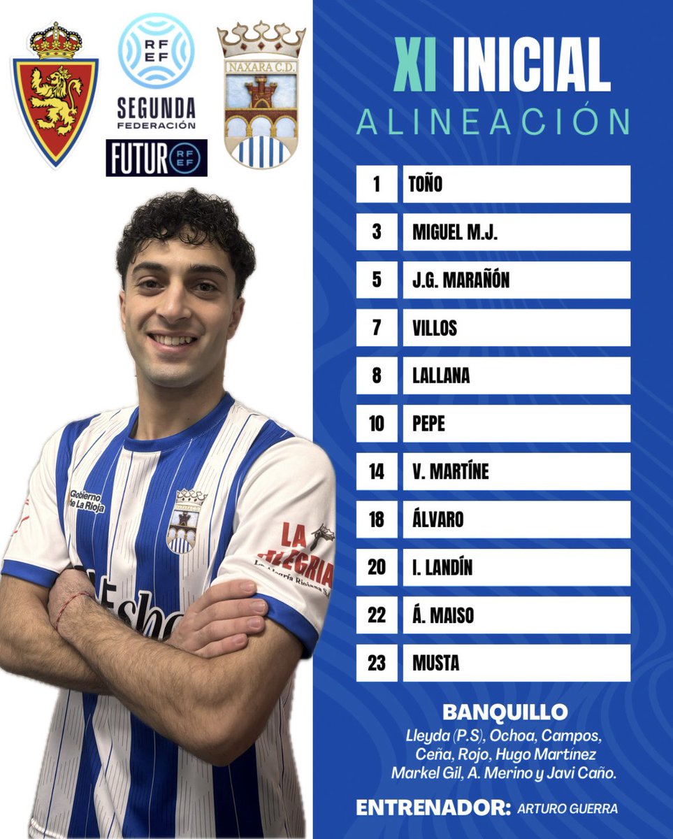 Naxaracd's tweet photo. Este es el 1️⃣1️⃣ inicial para medirnos al @RZcantera en Zaragoza ⚽️ 

#DeportivoAragonNaxara #Sigamoscreciendojuntos🫂 https://t.co/ECnuoFO1AO