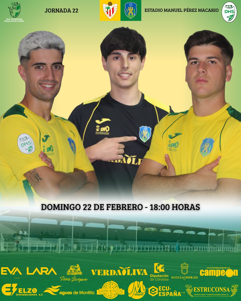 💛💚 ¡𝐇𝐨𝐲 𝐣𝐮𝐞𝐠𝐚 𝐞𝐥 𝐌𝐨𝐧𝐭𝐢𝐥𝐥𝐚 𝐂𝐅! 💚💛

⚽ Jornada 22
🏆 División de Honor Gr. 1
🆚 <a href="/CDRociana/">CDR</a>
🏟️ Estadio Manuel Pérez Macario
⏰ 18:00 horas
📱 <a href="/MontillaCF/">Montilla C.F.</a> 
#️⃣ #RocianaMontilla
