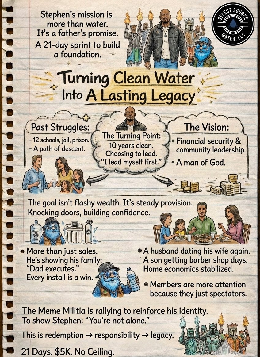 This is the blueprint of a redeemed warrior. 
Stephen’s mission is more than just water; it’s a father’s promise.

From past struggles to a clear vision of community leadership and steady provision. He’s choosing to lead himself first.  And he's not alone! 🛡️💧

Redemption →