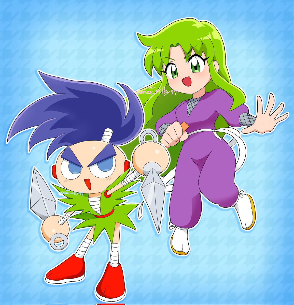 がんばれゴエモンのサスケとヤエちゃんを描きました！