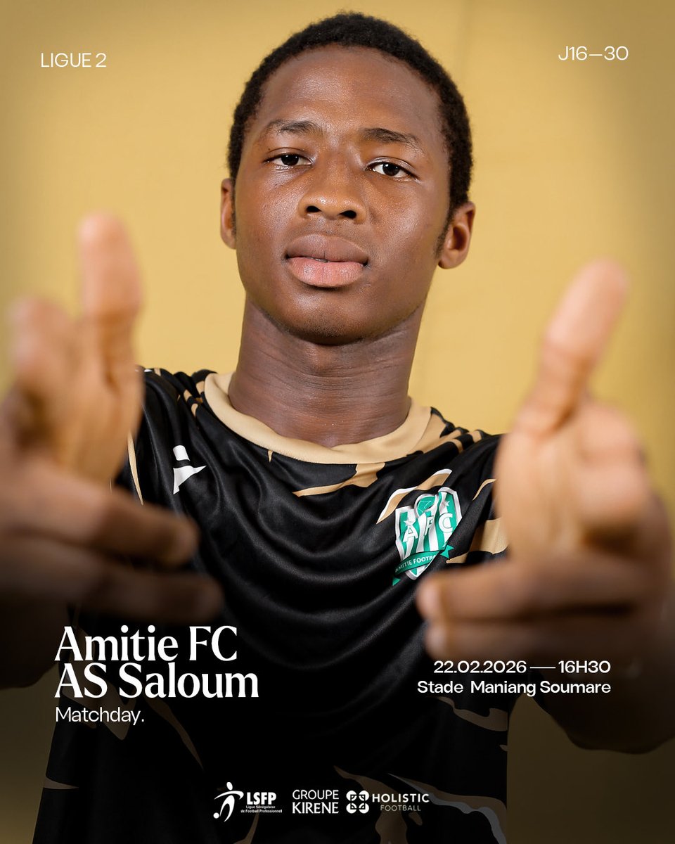 Amitie_Fc's tweet photo. 𝙅𝑶𝙐𝑹 𝑫𝙀 𝙈𝑨𝙏𝑪𝙃 | L’AFC affronte l’AS Saloum ce soir au stade Maniang Soumare de Thies pour la 16ème journée de Ligue 2. Coup d'envoi de la rencontre à 16h30 👊⚫️🟡
#AmitieSaloum #TeamAFC https://t.co/Jio5VALCky