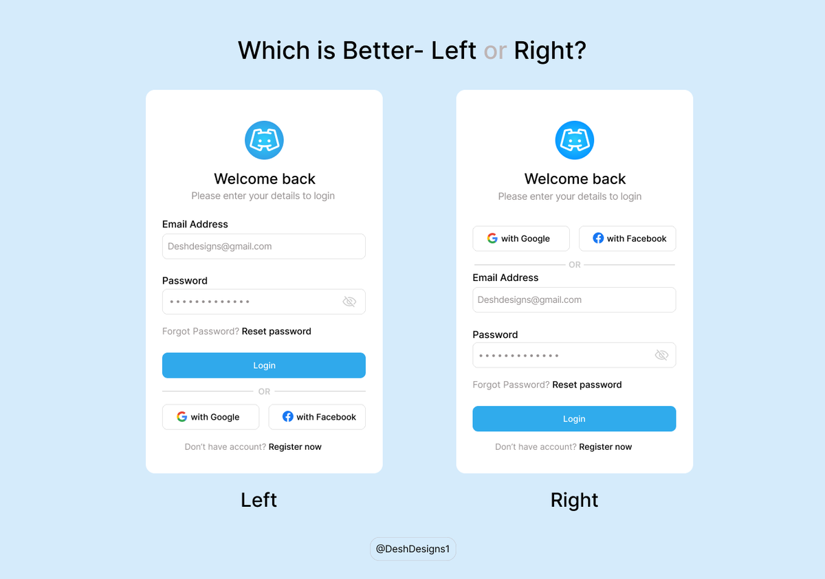 deshdesigns1's tweet photo. Left or Right? #uiux #uidesign #figma https://t.co/DlMrpM81W2