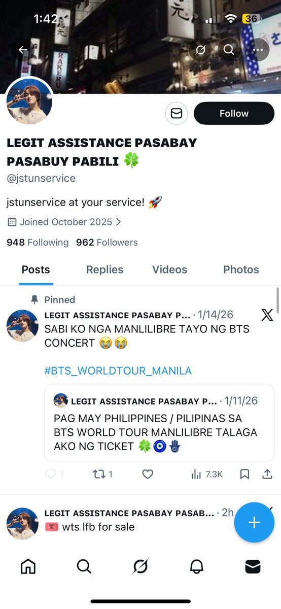 wonhanhaul's tweet photo. sharing for awareness!!

i was scammed by @.jsturnservice (formerly jstunservice, jstyouonservice) 

i was trying to buy their svip tix for the dunkin txt fanmeet and they turned out to be a scammer 🥲 https://t.co/z7W4uwEr8B