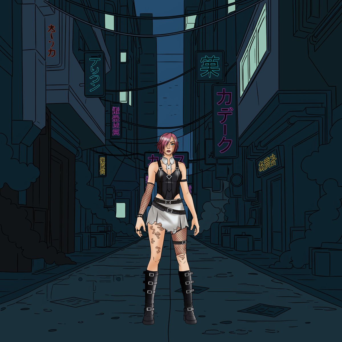 Dolf_Illust's tweet photo. Neon shadows, fearless heart, unstoppable vibe. ⚡🌆
#DigitalArt #CyberpunkArt #AnimeArt #OriginalCharacter #OC #CharacterDesign #NeonCity #FuturisticArt #Illustration #ArtCommission #LineArt #GamingVibes #CommisssionOpen #DolfArt https://t.co/hkV0IZUU7R