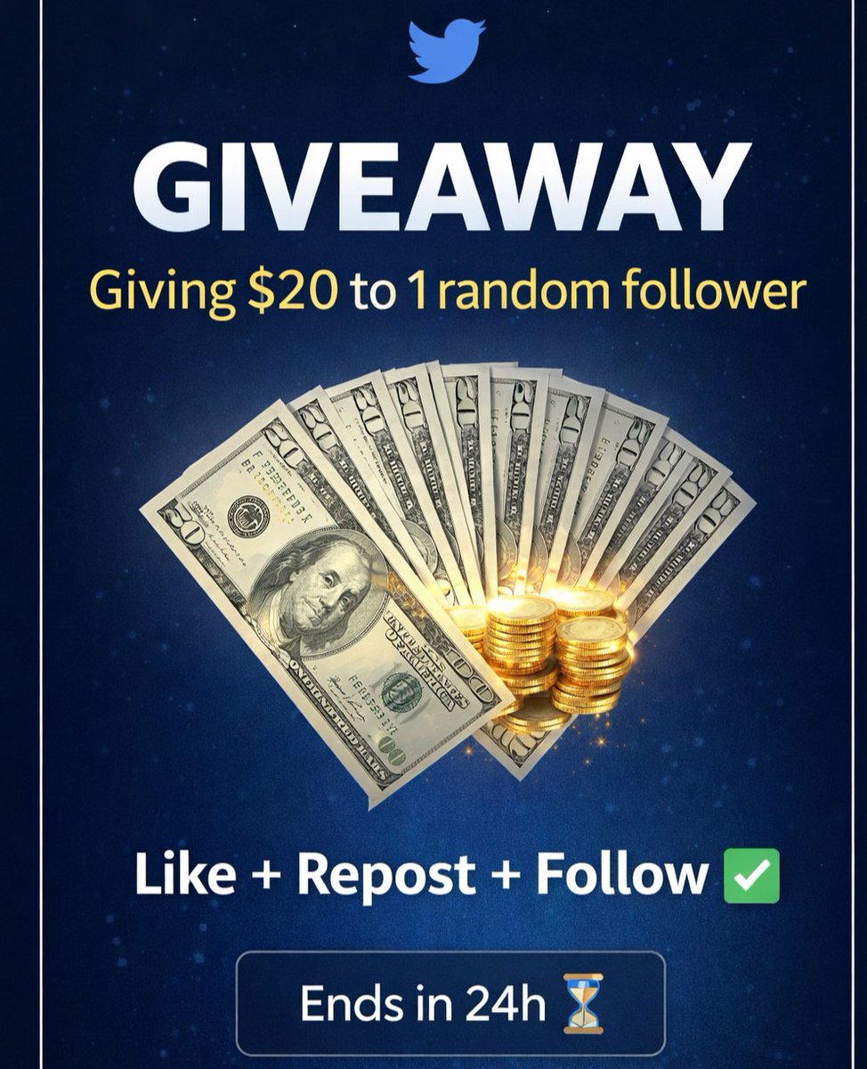 🎁Giving $20 to 1 random follower.  
Like + Repost + Follow ✅  
Ends in 24h ⏳