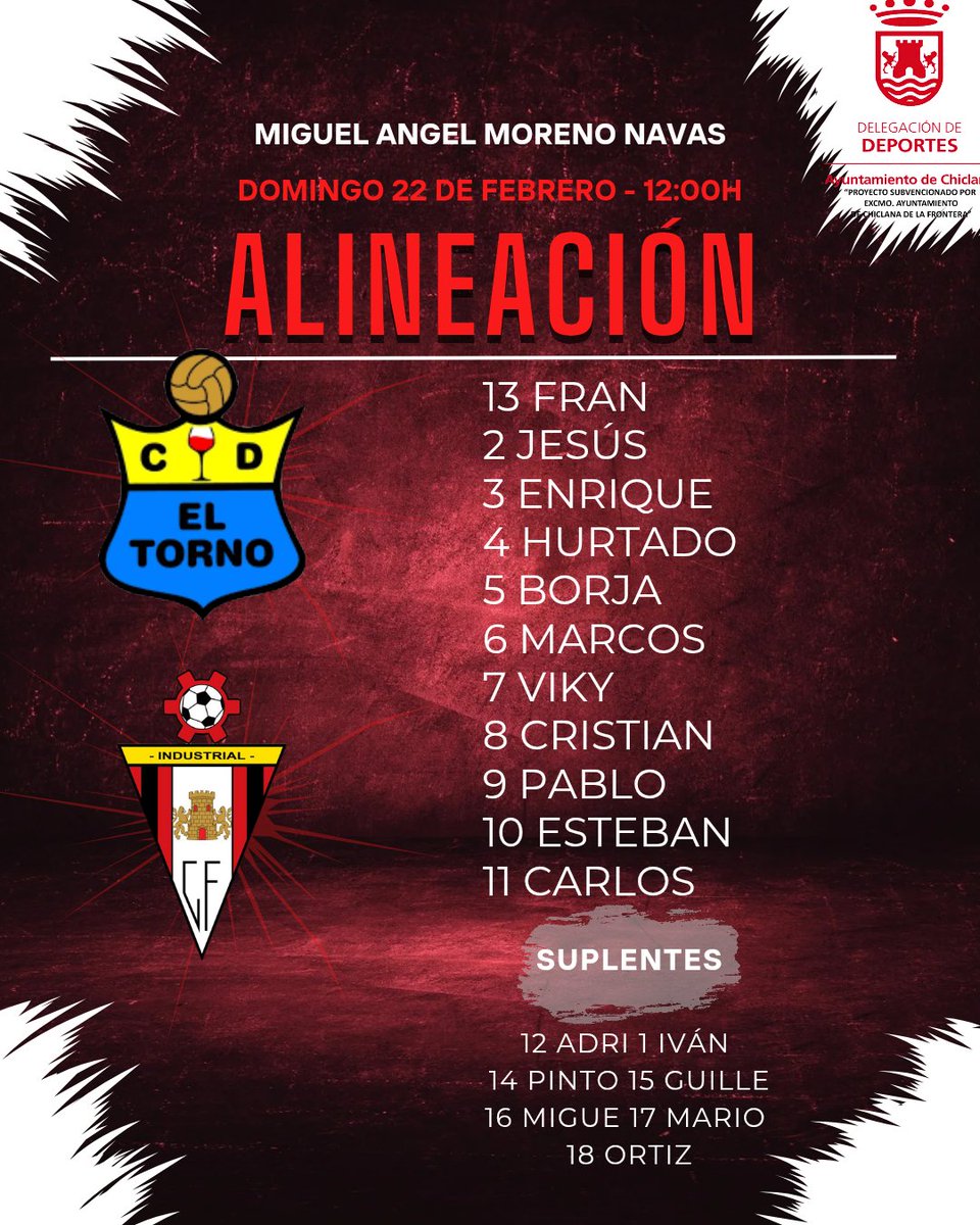 ⚔️Esta es nuestra alineación para el partido de hoy ⚔️